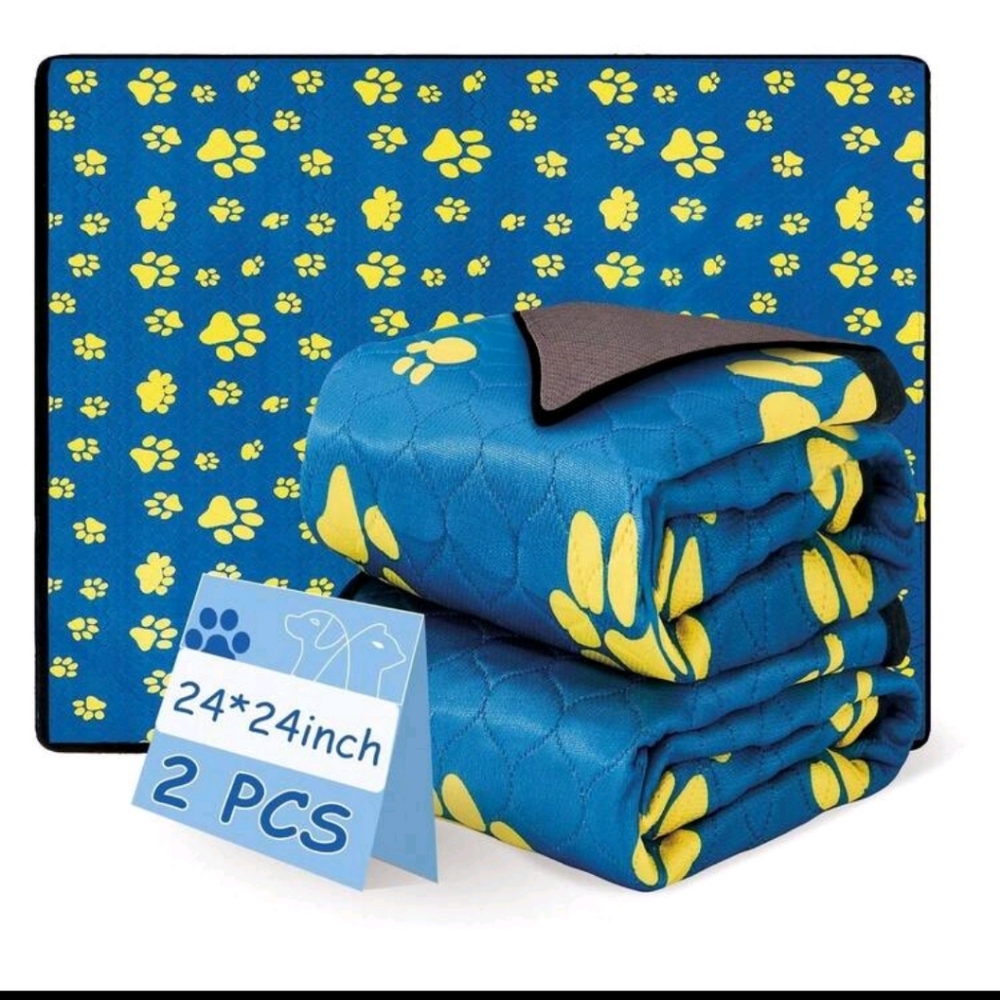 Blue and Yellow Paw Print Dog Pee Pad  Set